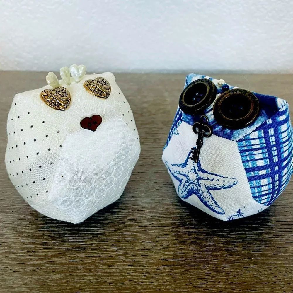 Handmade Fabric Owls Figurines